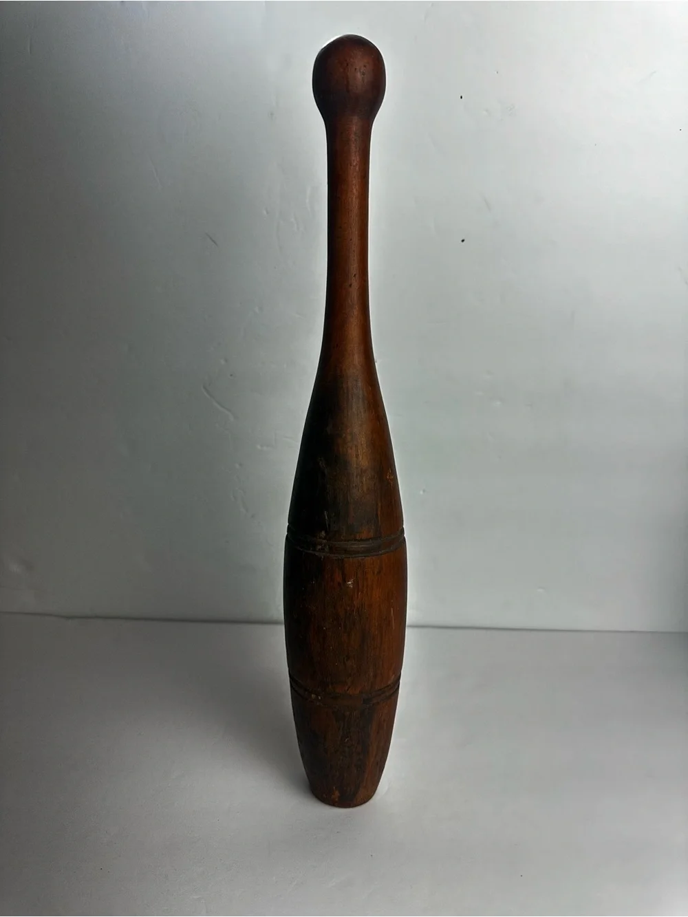 Vintage Wooden Juggling Pin Exercise Primitive Aged Brown Decor Antique